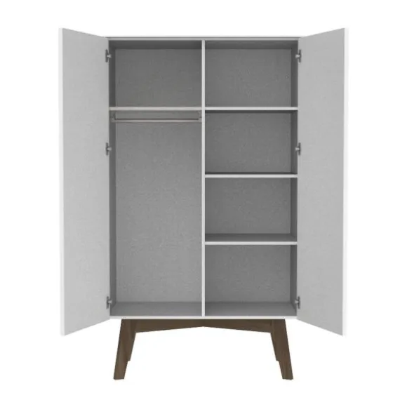 Kidsmill Sixties Kinderkamer Wit Mat / Walnoot | Bed 90 x 200 cm + Kast 2-Deurs