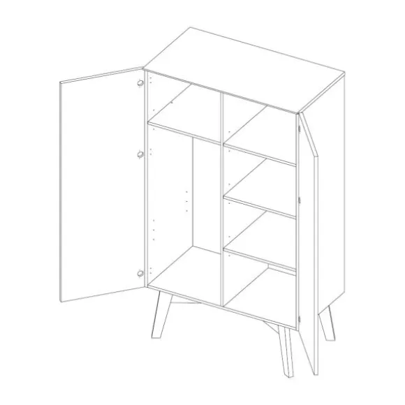 Kidsmill Sixties Kinderkamer Wit Mat / Walnoot | Bed 90 x 200 cm + Kast 2-Deurs