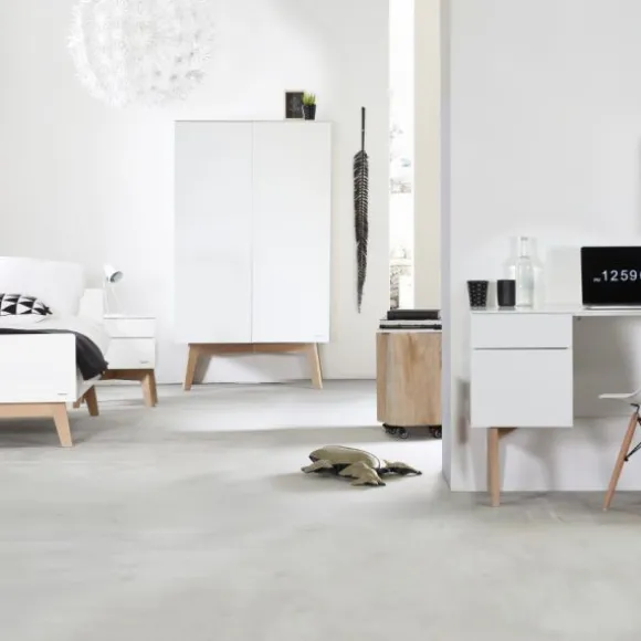 Kidsmill Sixties Kinderkamer Wit Mat / Naturel | Bed 90 x 200 + Bureau + Kast 2-Deurs