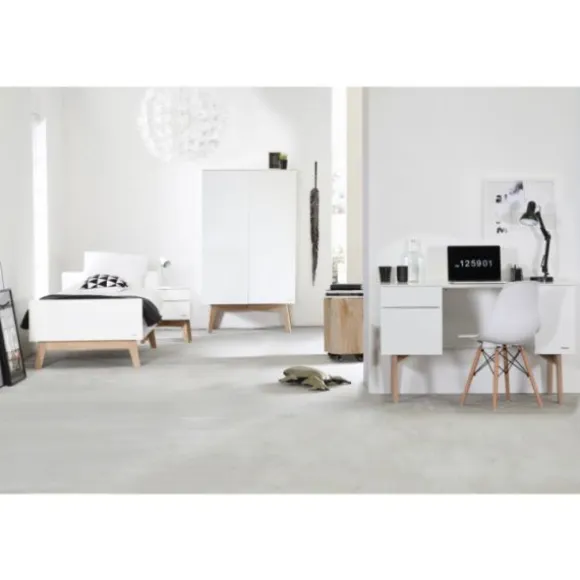 Kidsmill Sixties Kinderkamer Wit Mat / Naturel | Bed 90 x 200 + Bureau + Kast 2-Deurs