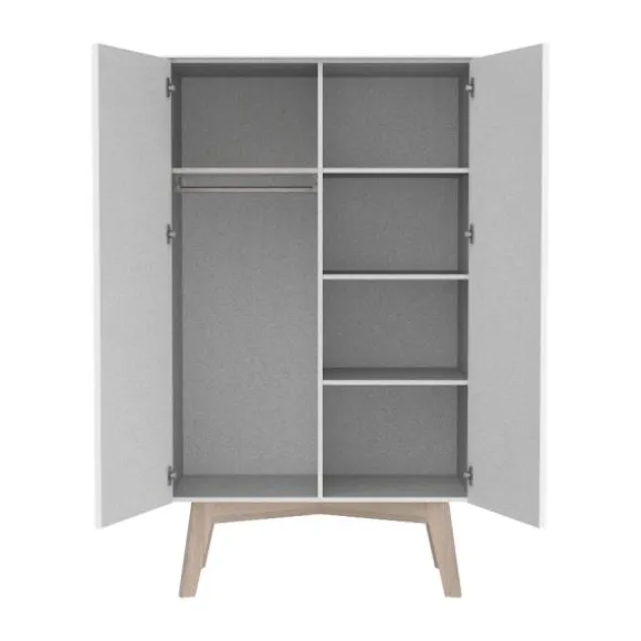 Kidsmill Sixties Kinderkamer Wit Mat / Naturel | Bed 90 x 200 + Bureau + Kast 2-Deurs