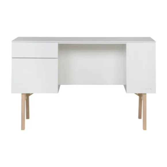 Kidsmill Sixties Kinderkamer Wit Mat / Naturel | Bed 90 x 200 + Bureau + Kast 2-Deurs