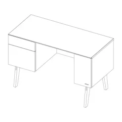 Kidsmill Sixties Kinderkamer Wit Mat / Naturel | Bed 90 x 200 + Bureau + Kast 2-Deurs