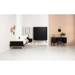 Kidsmill Sixties Kledingkast 3-deurs Zwart Mat / Naturel