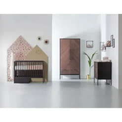 Kidsmill Vince Babybed Black / Oak 60 x 120 cm