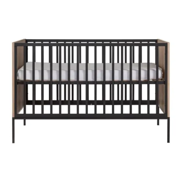 Kidsmill Vince Babykamer Black / Oak | Bed 60 x 120 cm + Commode Breed