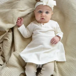 Klein Baby Jurk Rib - maat 50 - Natural White