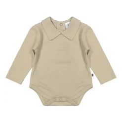 Klein Baby Oxford Tan Romper Met Kraag - Lange Mouw - Mt. 50 - Beige