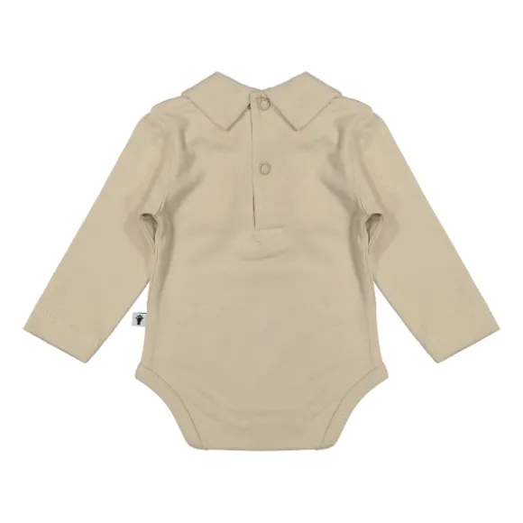 Klein Baby Oxford Tan Romper Met Kraag - Lange Mouw - Mt. 50 - Beige