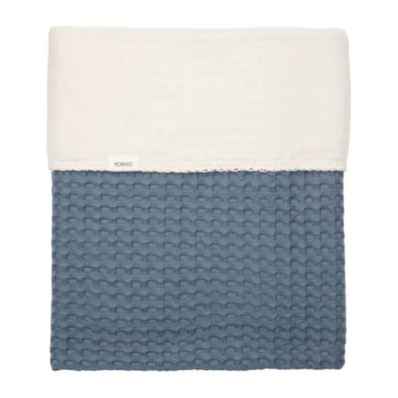 Koeka Amsterdam Wafel Wiegdeken - Maat 100 x 75 - Cotton Fleece - Bluestone