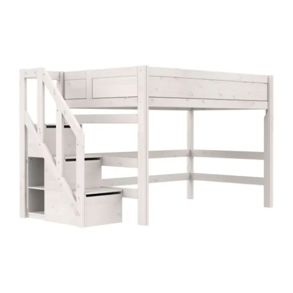 Life Time Hoogslaper Deluxe - White Wash - 152 cm - Met Trapkast