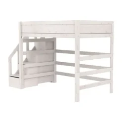Life Time Hoogslaper Deluxe - White Wash - 177 cm - 120 cm - Met Trapkast