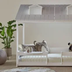 LIFETIME Kidsroom Huisbed Beach House 2‑In‑1 - Premium Rolbodem - Wit