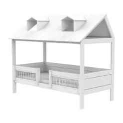LIFETIME Kidsroom Huisbed Beach House 2‑In‑1 - Premium Rolbodem - Wit
