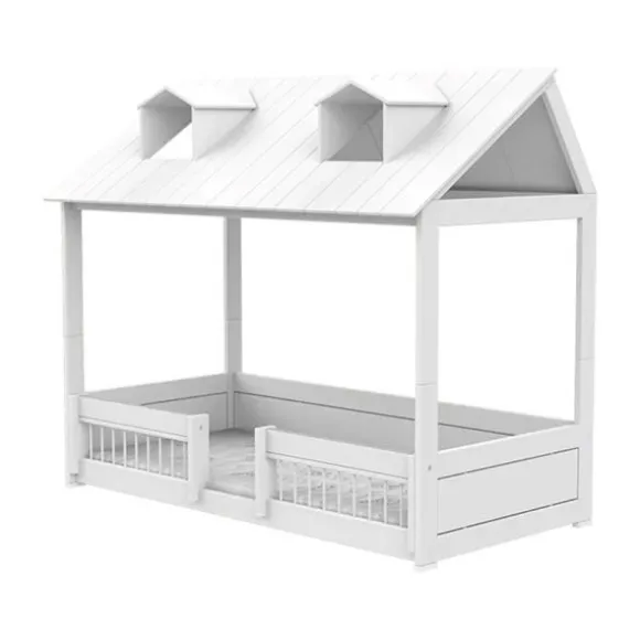 LIFETIME Kidsroom Huisbed Beach House 2‑In‑1 - Premium Rolbodem - Wit