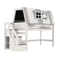 LIFETIME Kidsrooms Halfhoogslaper - My Hangout - Luxe Lattenbodem - Wit Gelakt