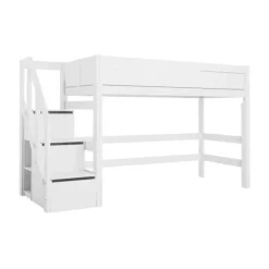 LIFETIME Kidsrooms Hoogslaper Met Trapkast Whitewash