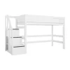 LIFETIME Kidsrooms Hoogslaper Met Trapkast Luxe Wit Gelakt