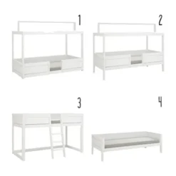 LIFETIME Kidsrooms 4 in 1 Bedcombinatie Met Dak Wit Gelakt