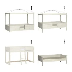 LIFETIME Kidsrooms 4 in 1 Hemelbedcombinatie Luxe Wit Gelakt