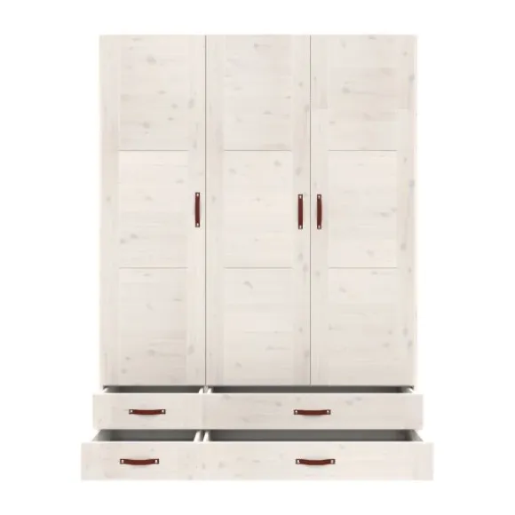 LIFETIME Kidsrooms Kledingkast 3-Deurs - 4 Laden - White Wash