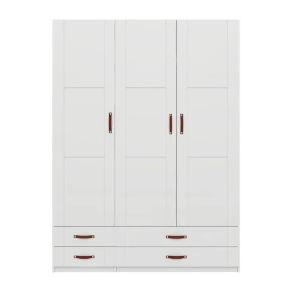 LIFETIME Kidsrooms Kledingkast 3-Deurs - 4 Laden - White Wash