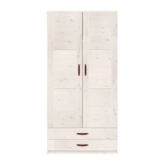 LIFETIME Kidsrooms Kledingkast 2-Deurs - 2 Laden - Tussenwand - White Wash