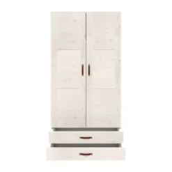 LIFETIME Kidsrooms Kledingkast 2-Deurs - 2 Laden - Tussenwand - White Wash