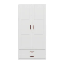 LIFETIME Kidsrooms Kledingkast 2-Deurs - 2 Laden - Tussenwand - White Wash