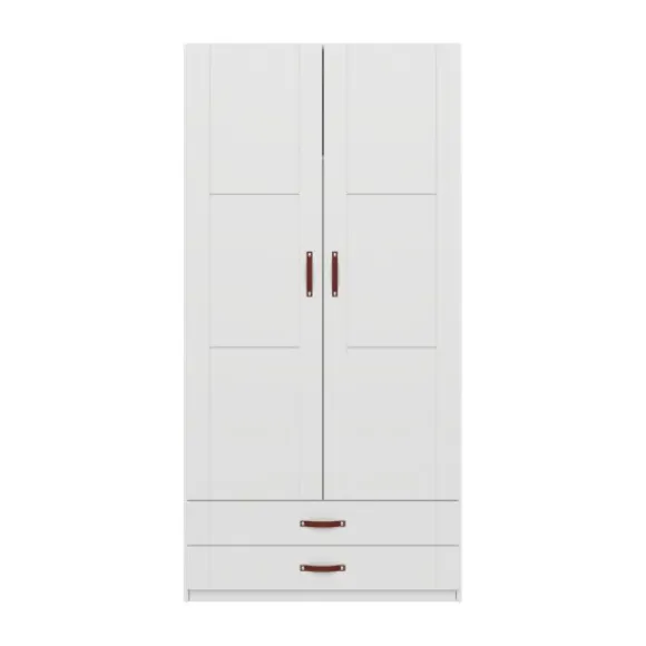 LIFETIME Kidsrooms Kledingkast 2-Deurs - 2 Laden - Tussenwand - White Wash