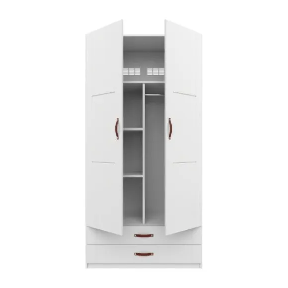 LIFETIME Kidsrooms Kledingkast 2-Deurs - 2 Laden - Tussenwand - White Wash