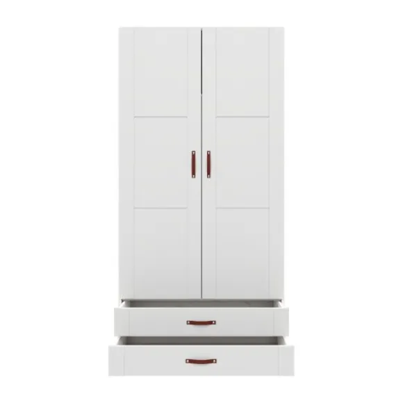 LIFETIME Kidsrooms Kledingkast 2-Deurs - 2 Laden - Tussenwand - White Wash