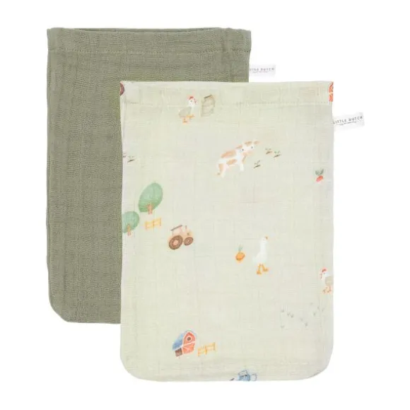 Little Dutch Little Farm Washandjes - Olive - 2 Stuks