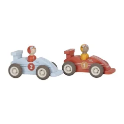 Little Dutch Pullback Racewagens Inclusief Pegdolls – Set van 2 – Hout