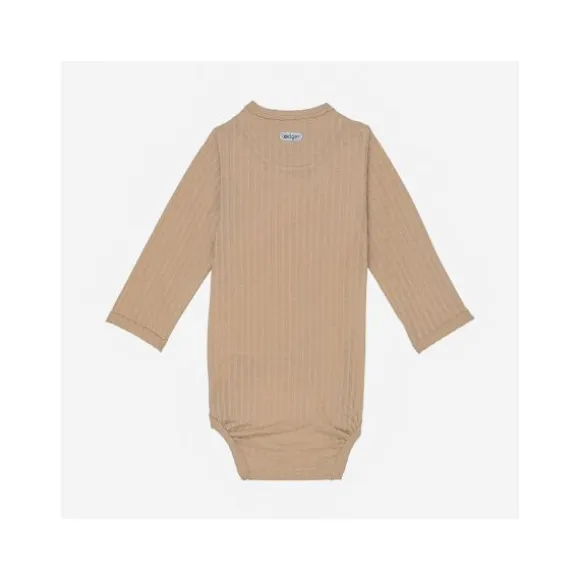 Lodger Seersucker Overslagromper - Lange Mouw - Mt. 50 - Beige