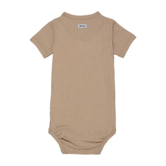 Lodger Seersucker Overslagromper - Korte Mouw - Mt. 56 - Beige