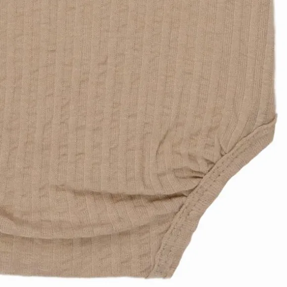 Lodger Seersucker Overslagromper - Korte Mouw - Mt. 56 - Beige