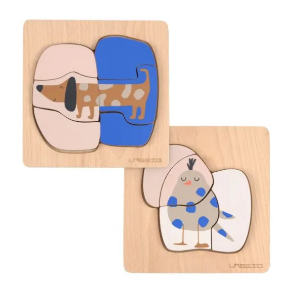 Lässig Houten Puzzel Set - Little Mateys - Hond/Vogel - FSC Hout