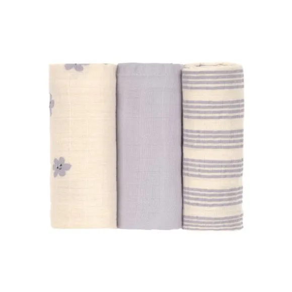 Lässig Tiny Team Swaddle & Burp Doeken - 3 Stuks - 60 x 60 cm - Pastel Lila