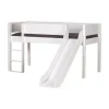 Manis-h Combinatie Halfhoogslaper Met Lattenbodem En Glijbaan - LOKE - 90x200 cm