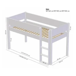 Manis-h Combinatie Halfhoogslaper Met Lattenbodem - FREJ - 90x160 cm