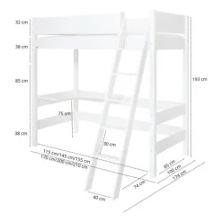 Manis-h GRETE Combi Hoogslaper Met Schuine Ladder - 90 x 200 cm