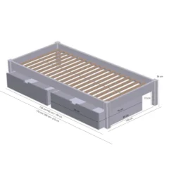 Manis-h ULL Combinatiebed Met Lattenbodem En 2 Lades - 90 x 200 cm