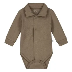 Mats & Merthe Noah Romper Met Kraag Lange Mouw Taupe 6 Mnd
