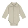 Mats & Merthe Noah Romper Met Kraag Lange Mouw light Brown 1 Mnd