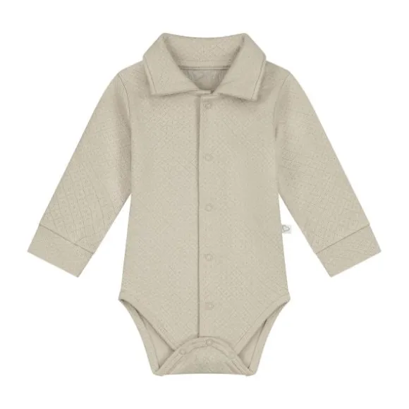 Mats & Merthe Noah Romper Met Kraag Lange Mouw light Brown 1 Mnd