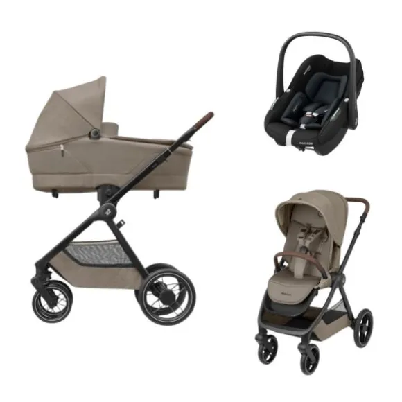 Maxi-Cosi Oxford+ Kinderwagen 3-in-1 - Twillic Graphite | Maxi-Cosi Pebble S Autostoeltje - Tonal Black