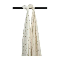 Meyco Baby Gingko Swaddles - 2-Pack - Offwhite/Soft Sand - 120x120 cm