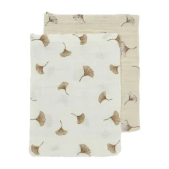 Meyco Baby Gingko Washandjes - 2-Pack - Offwhite/Soft Sand - 20x17 cm