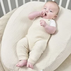 Meyco Baby Uni Relaxhoes Voedingskussen - Pre-Washed Hydrofiel - Soft Olive